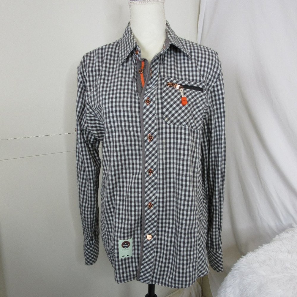 Cavi Shirt Black White Gingham Long Sleeve Button Down Outdoor Size Medium